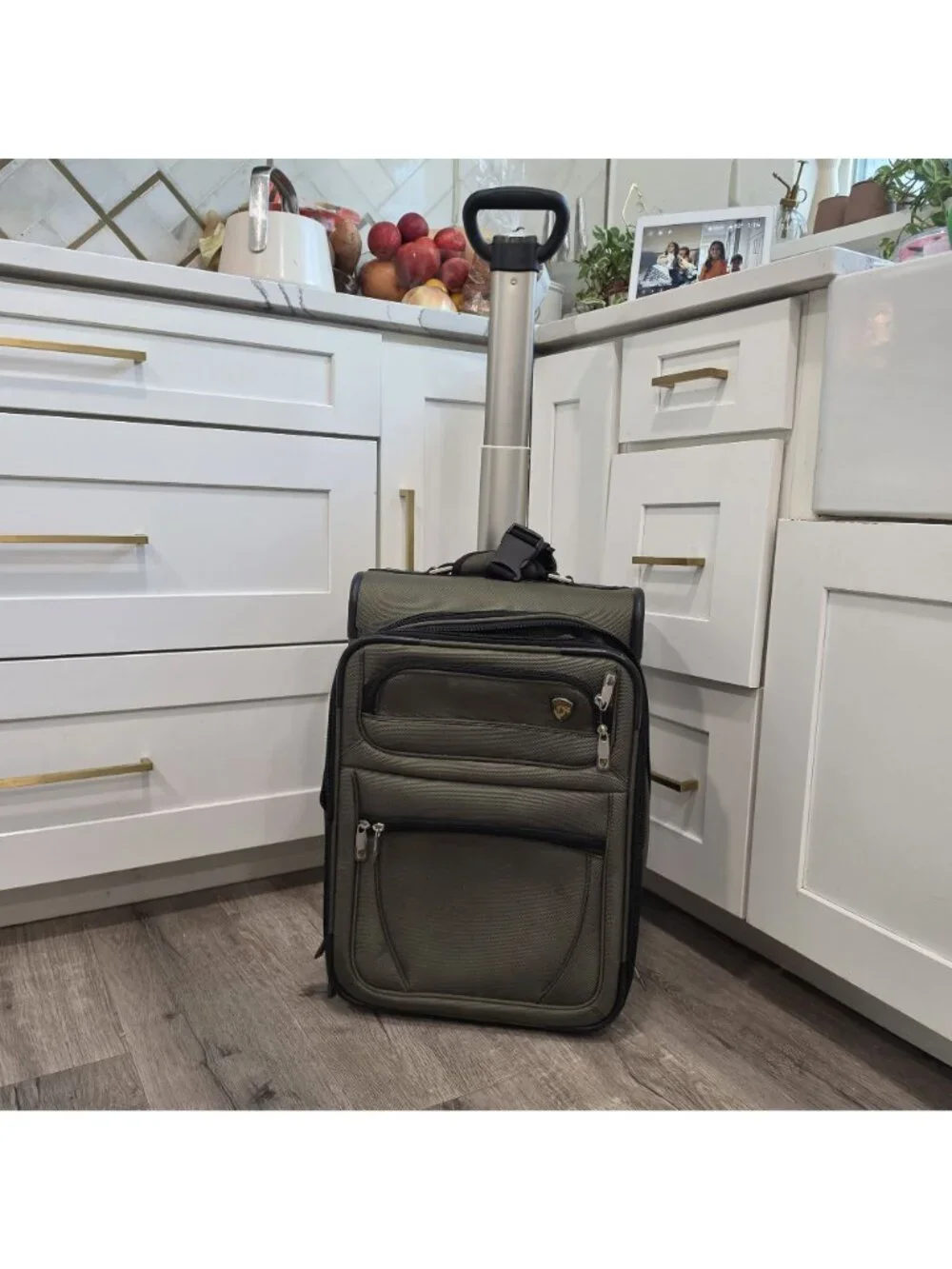 HEYS Olive Green Rolling Carry-On Luggage With Telescopic Handle alot of storage
